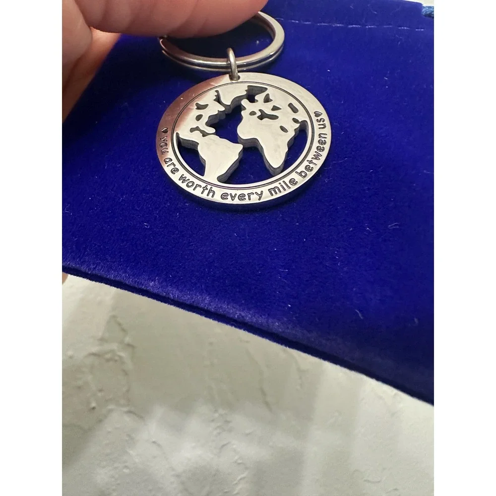 World‎ Map Keychain Wherever You Go Come Back To Me Inspirational Gift Set of 3